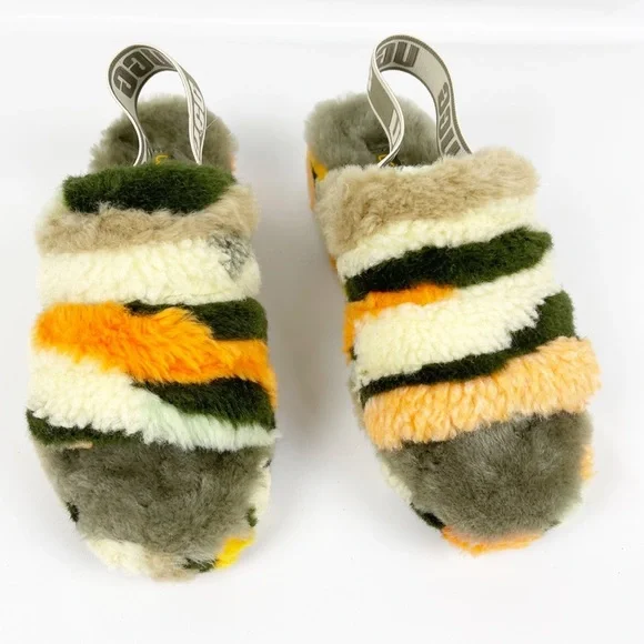 UGG Fluff Yeah Slide Cali Collage slippers in olive - Picture 3 of 12